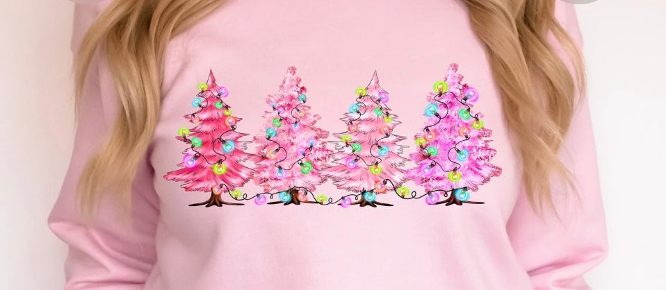 Pink Christmas Tree Crewneck