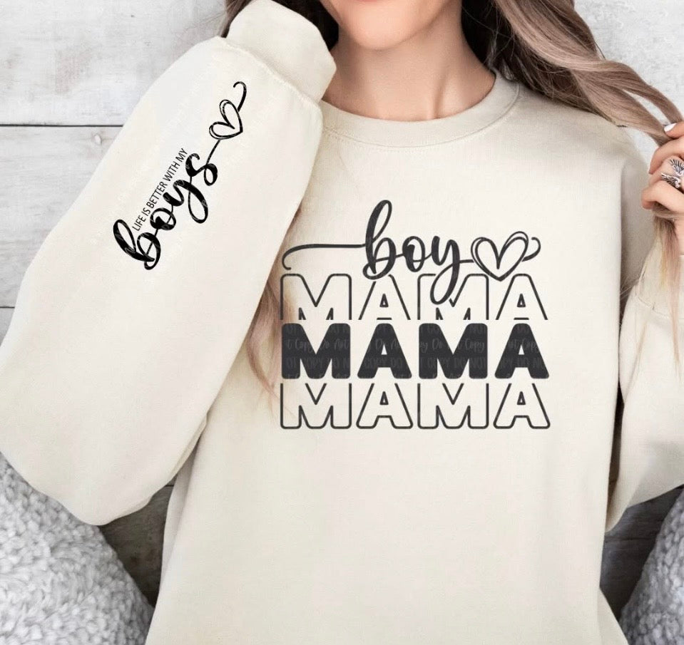 Boy Mama Crewneck with sleeve detail