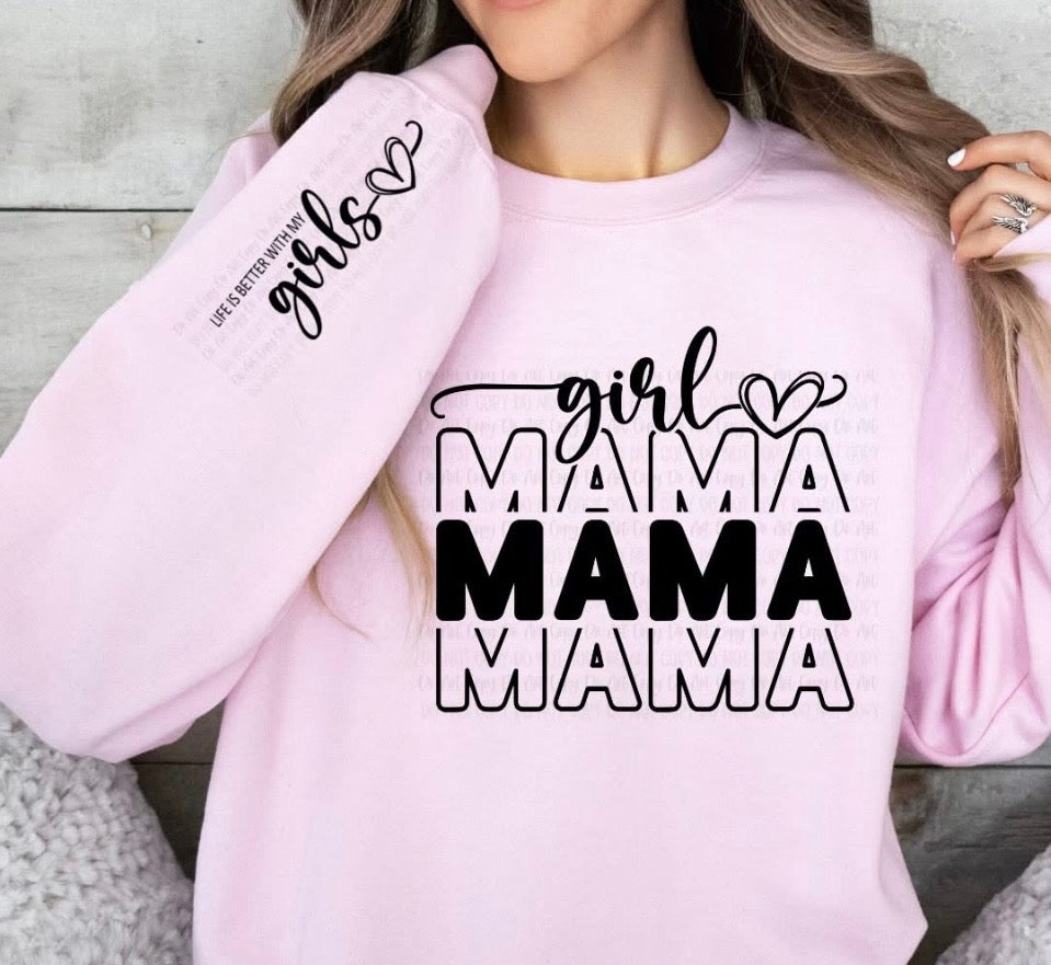 Girl Mama Crewneck with sleeve detail