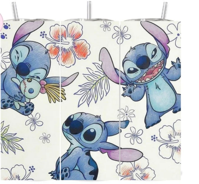 Floral Blue Alien skinny tumbler