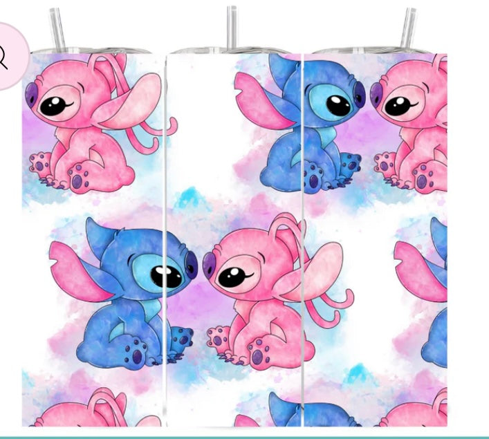 Blue Alien and Angel Skinny Tumbler