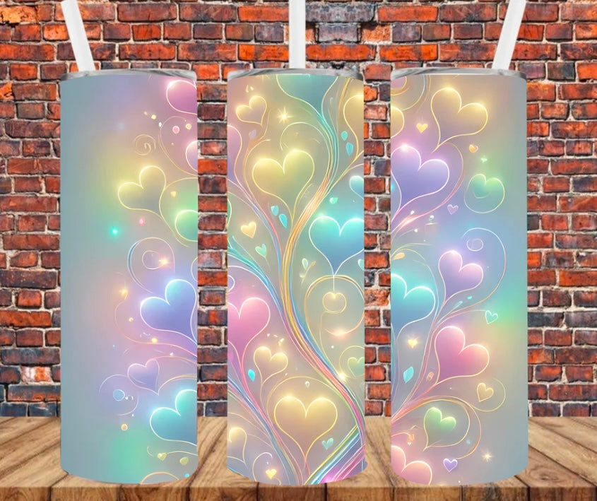 Pastel heart skinny tumbler