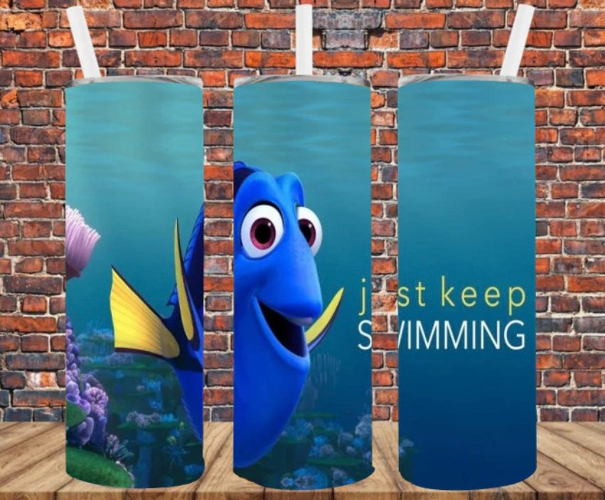 Just Keep Swimming Skinny Tumbler