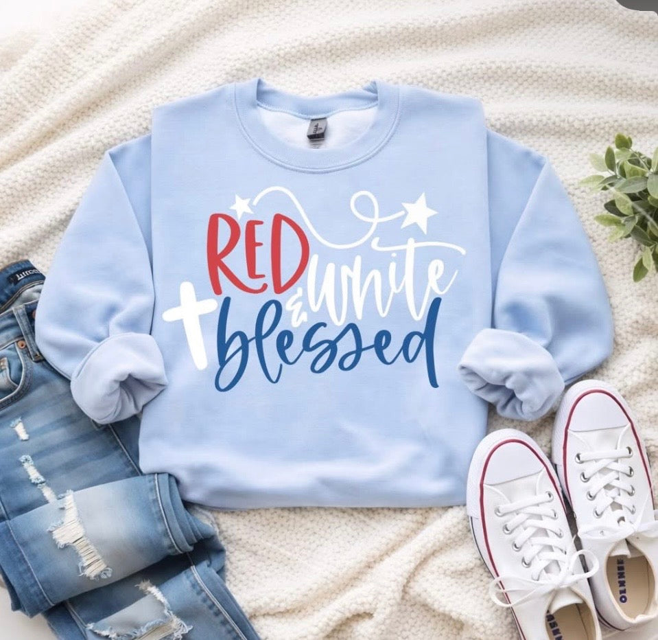 Red White and Blessed Crewneck