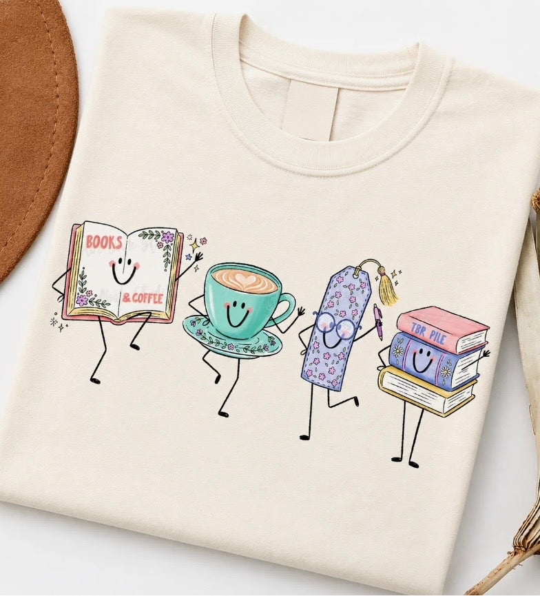 Books and Coffee tee