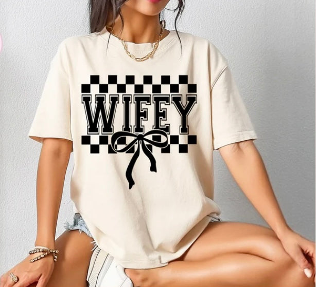 Wifey Checkered Tee