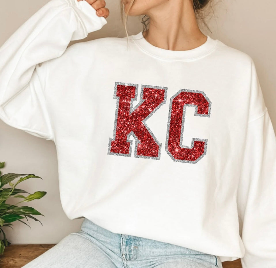 KC faux glitter crewneck