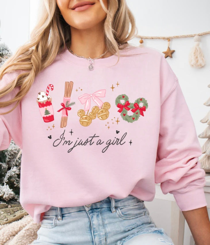I'm Just a Girl Crewneck Mouse Christmas