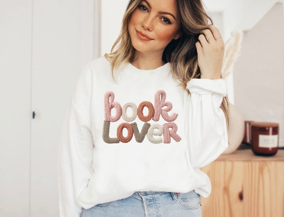 Faux Knit Book Lover Crewneck