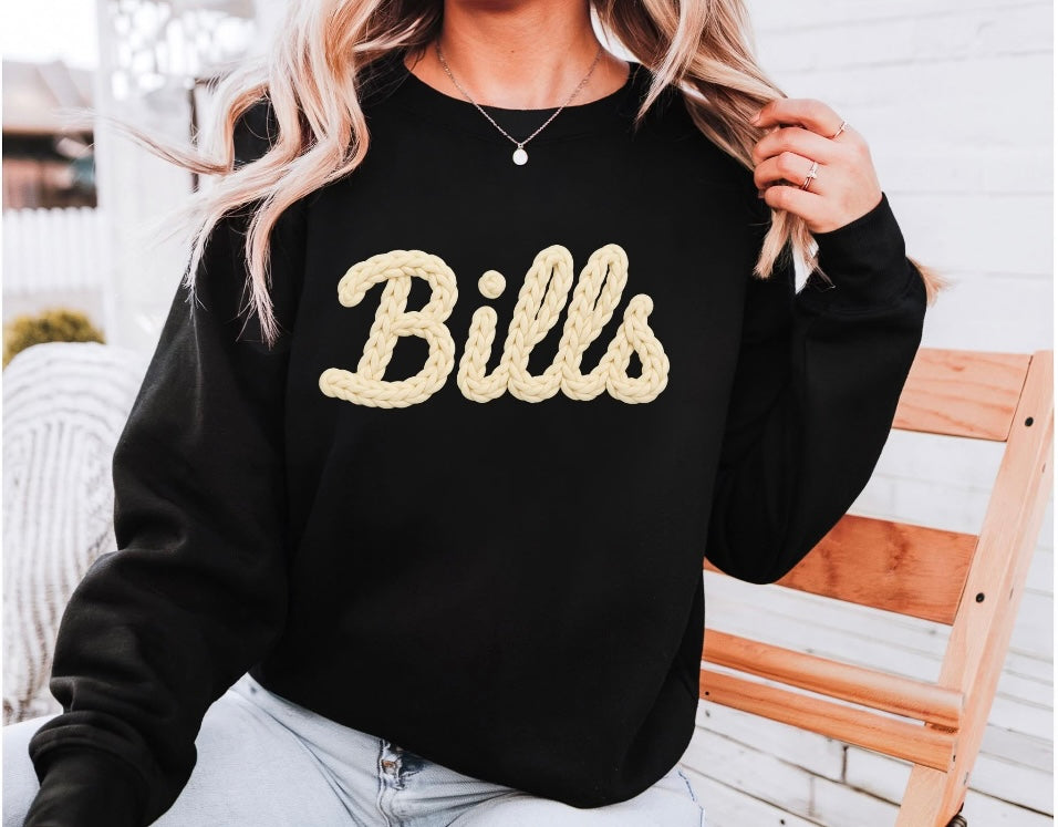 Faux Knit Bills Crewneck