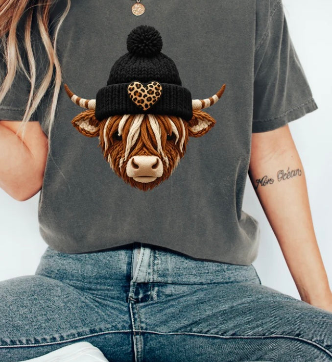 Hyland Cow with Heart Beanie Tee