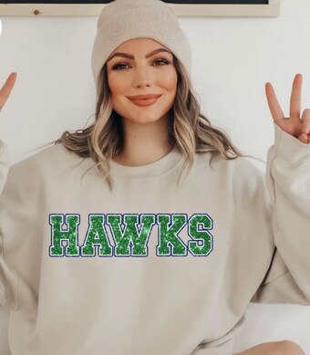 Hawks (faux glitter) crewneck