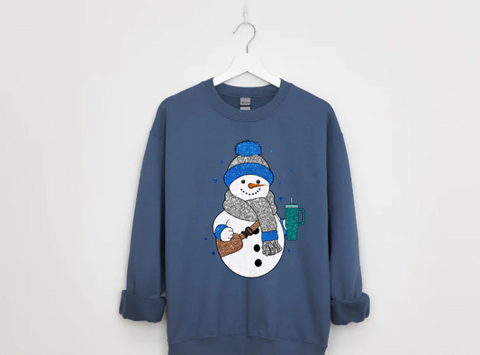 Snowman with Blue Hat Crewneck