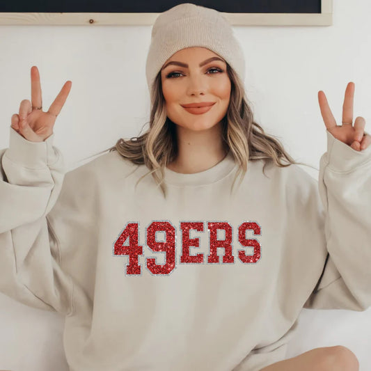 49ers (faux glitter) crewneck