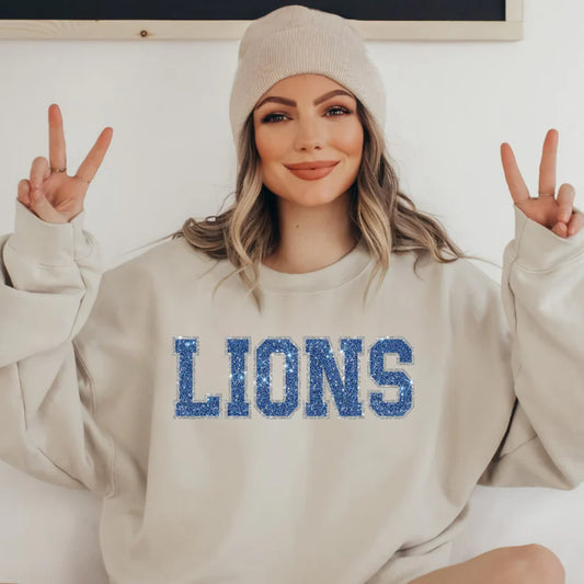 Lions faux glitter crewneck