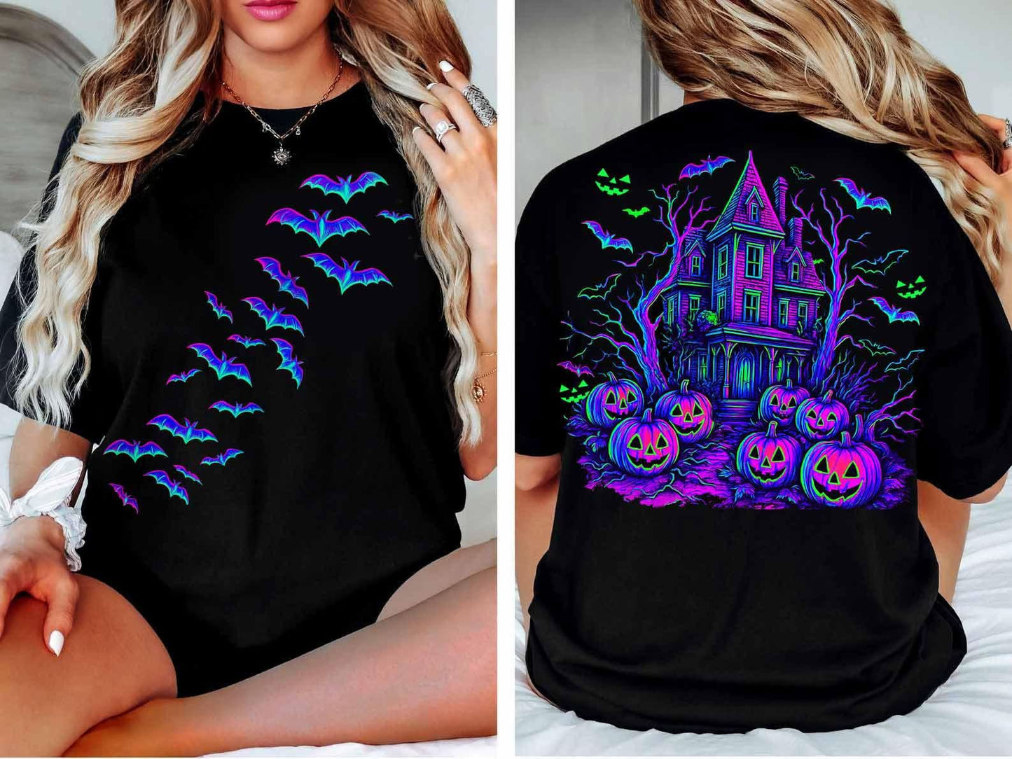 Spooky House with Bats Tee