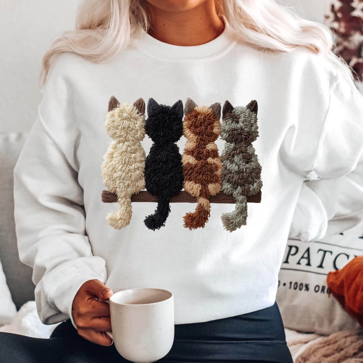 Cats Faux Yarn Crewneck