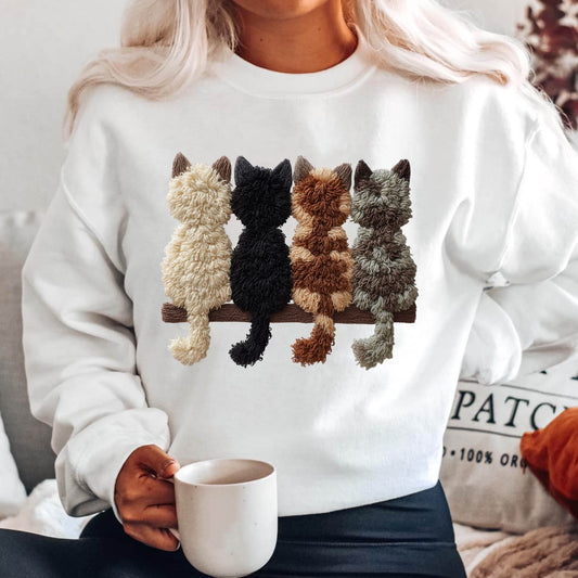 Cats Faux Yarn Crewneck