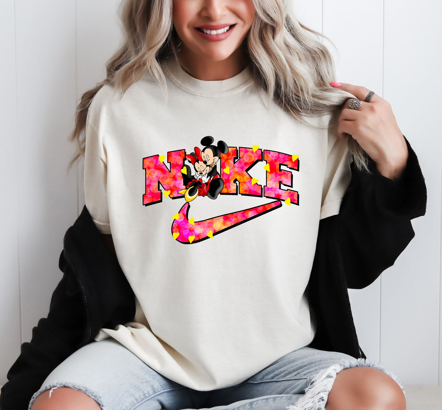 Nke Mickey and Min Hearts Tee