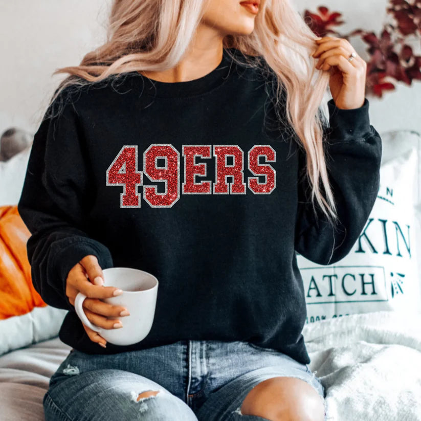 49ers (faux glitter) crewneck