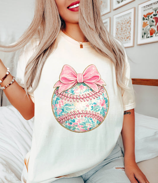 Pink Floral Baseball Tee
