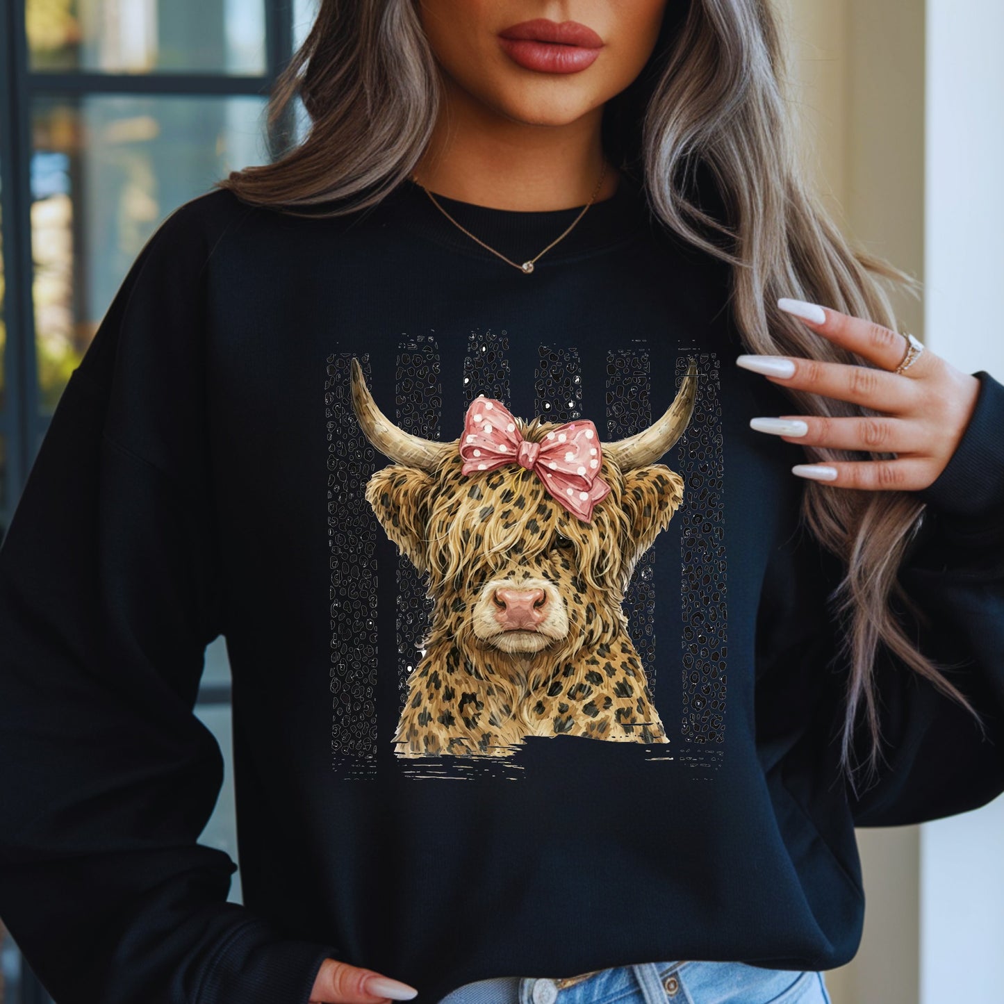 Girly Hyland Cow Crewneck
