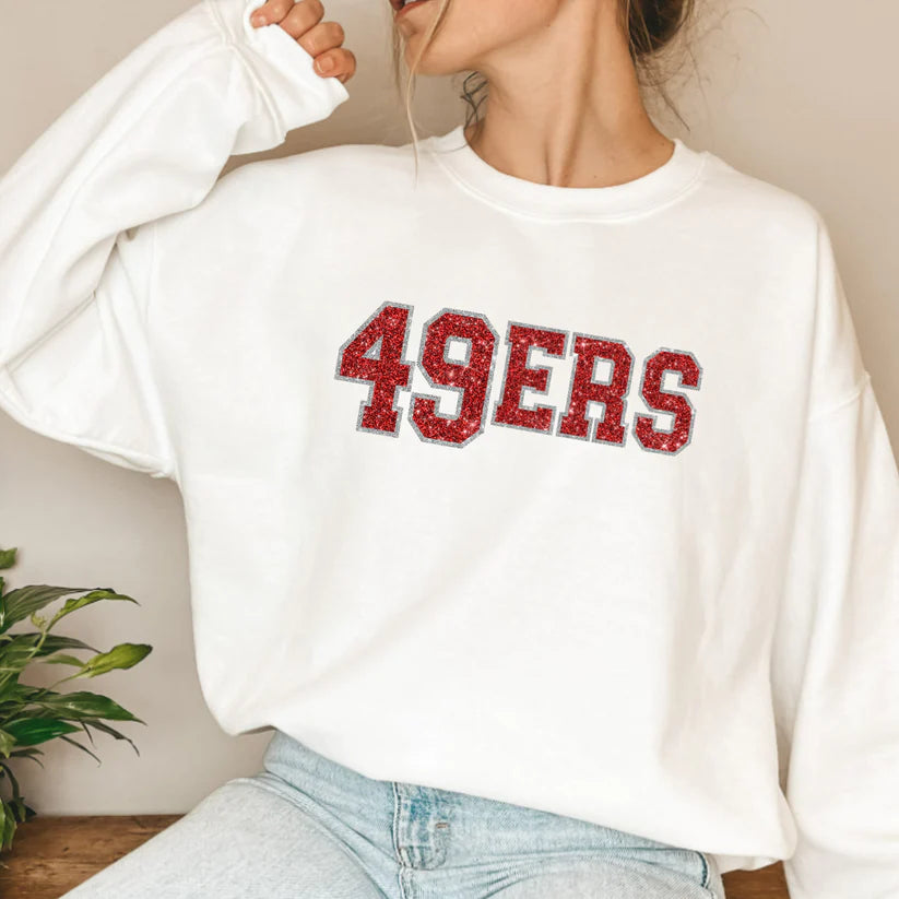 Niners faux glitter crewneck