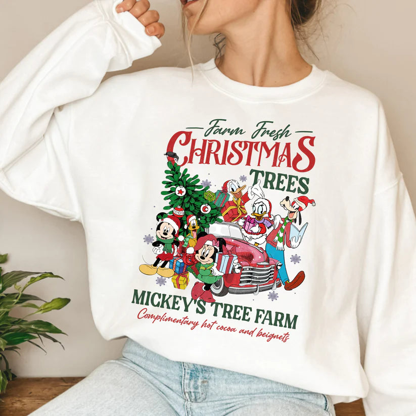 Farm Fresh Christmas Trees Mouse and Friends Crewneck