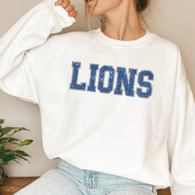 Lions Faux glitter Crewneck