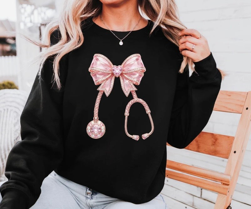 Faux Bling Stethoscope Crewneck
