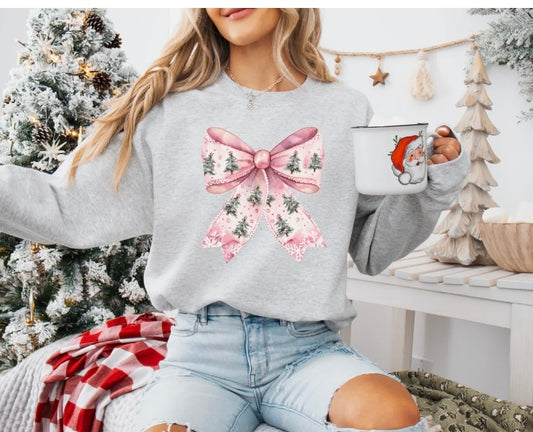 Pink Christmas Bow Crewneck