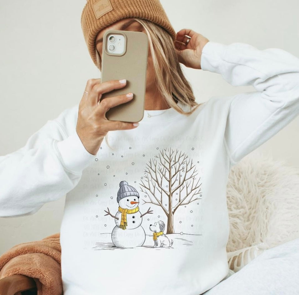 Snowman and his dog crewneck