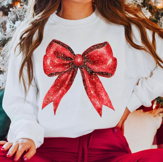 Reba Red Bow Crewneck