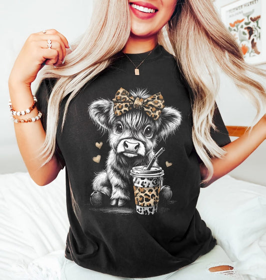 Coffee Cow Leopard Tee