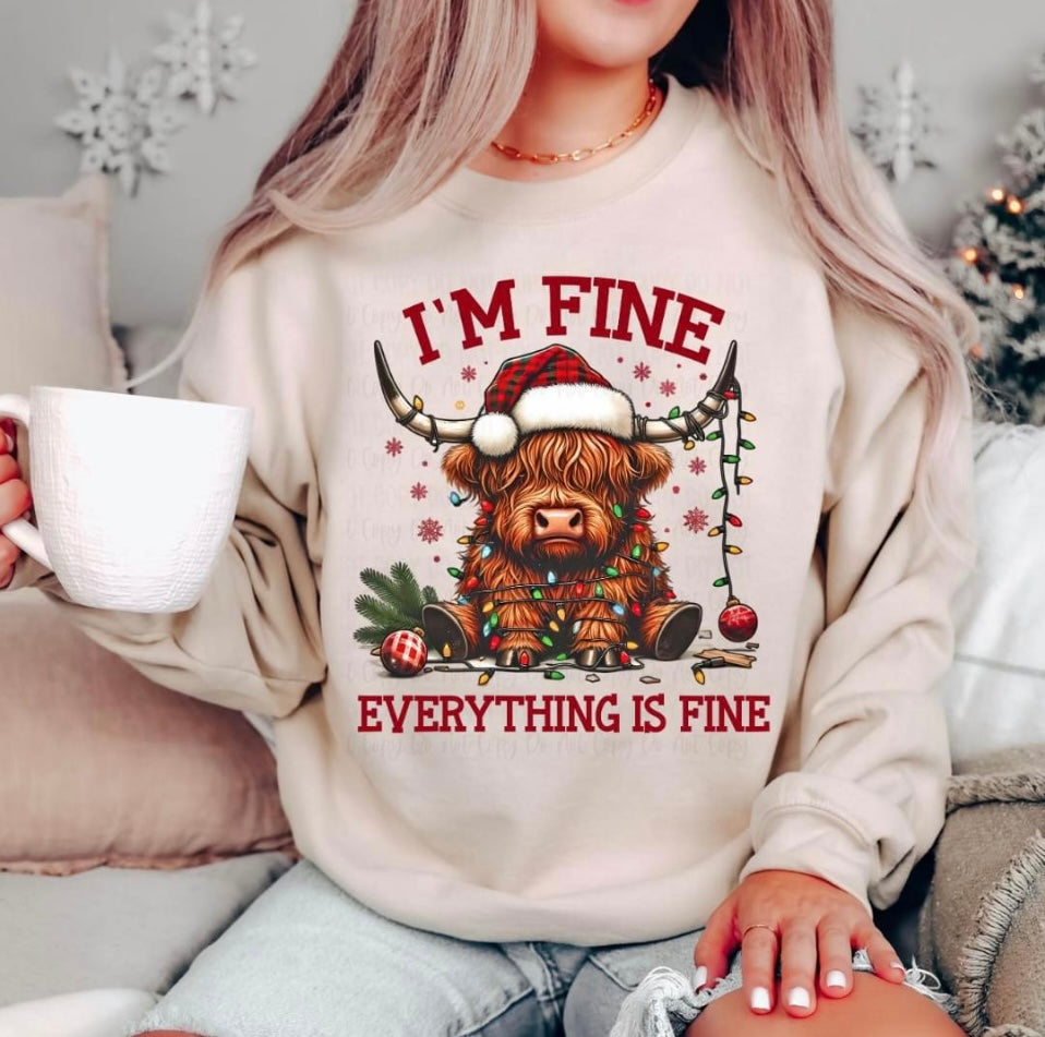 Hyland Cow I'm Fine Crewneck