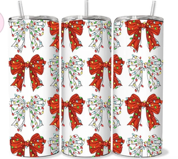 Christmas Bows Skinny Tumbler