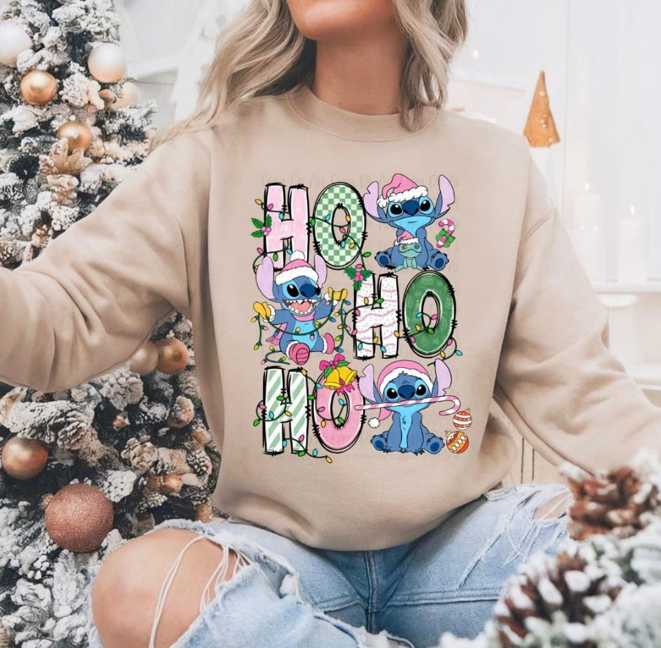 Blue Alien Ho Ho Ho Crewneck