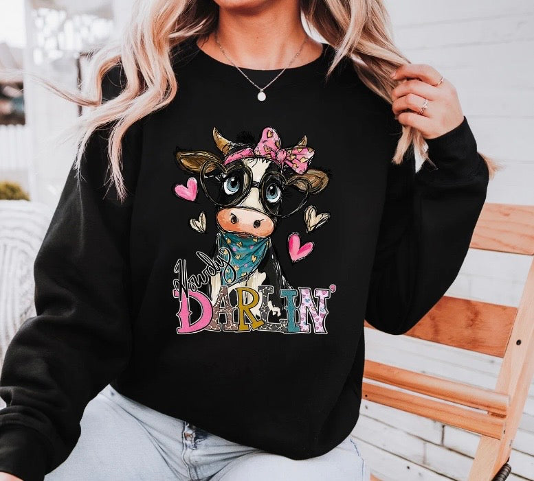Cow Howdy Darlin Crewneck