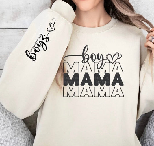 Boy Mama Crewneck with sleeve detail