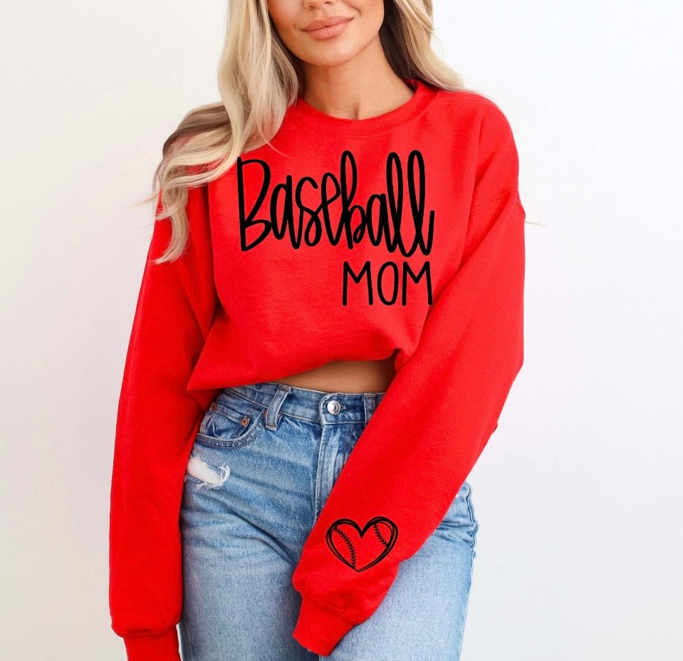 Baseball Mom Crewneck with sleeve detail