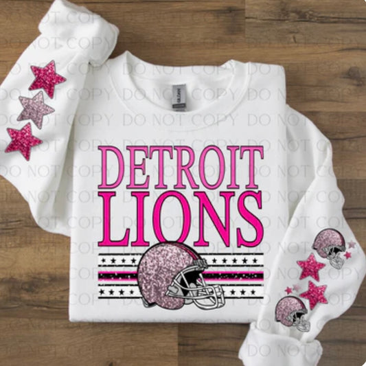 Pink Lions crewneck with sleeve detail