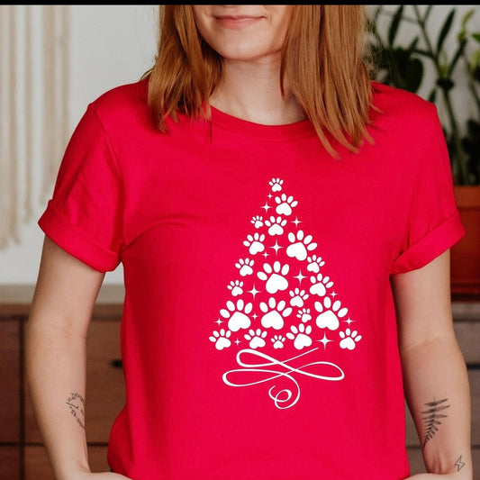 Paw Christmas tree tee