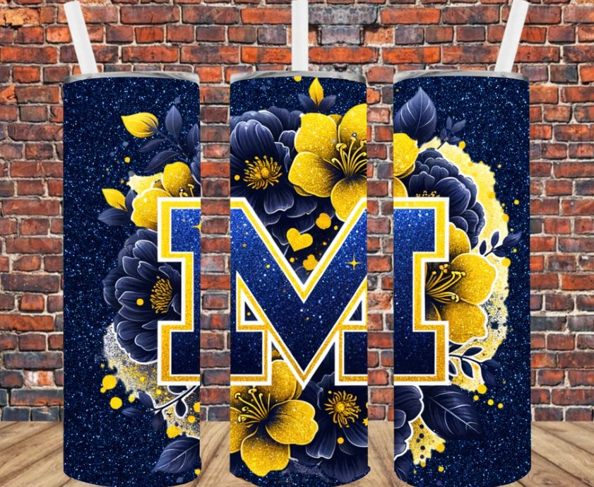 Floral U of M Skinny Tumbler