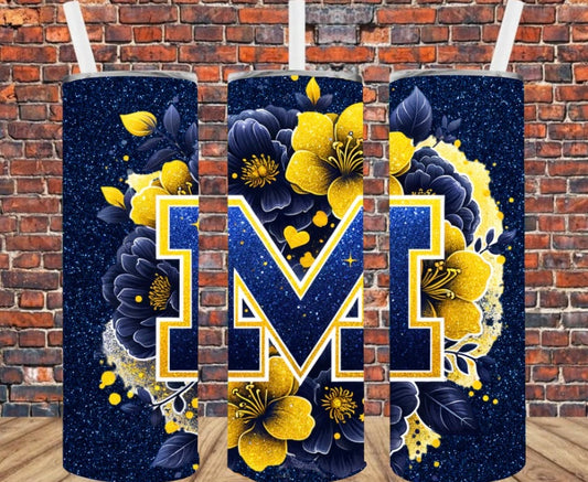 Floral U of M Skinny Tumbler