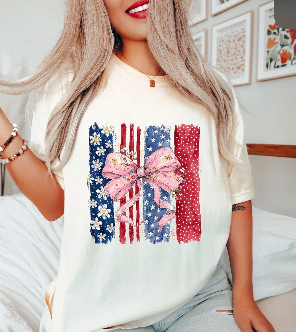 Stripe USA Bow Tee