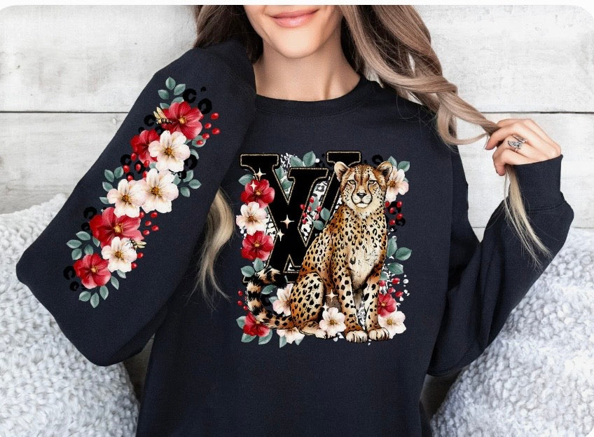 Cheetah Crewneck with sleeve detail