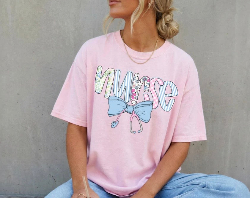 Nurse Blue Bow tee