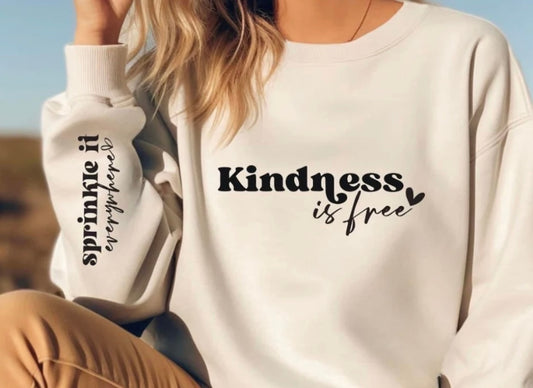 Kindness is free crewneck with sleeve detail