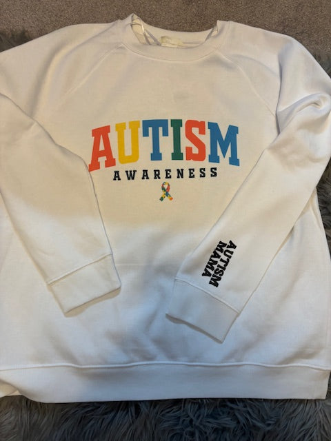 Autism Mama crew with sleeve detail