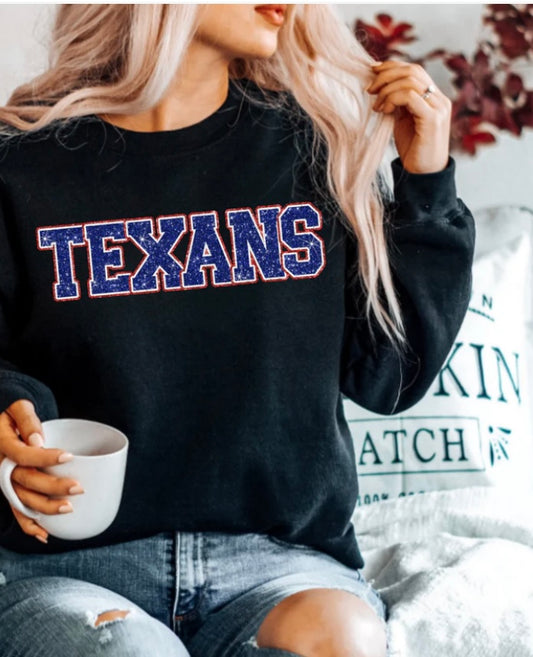 Texans faux glitter crewneck